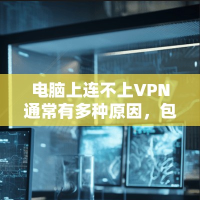 电脑上连不上VPN通常有多种原因，包括网络问题、软件安装错误、防火墙设置不当、目标服务器被封等。以下是具体步骤来排查和解决这个问题